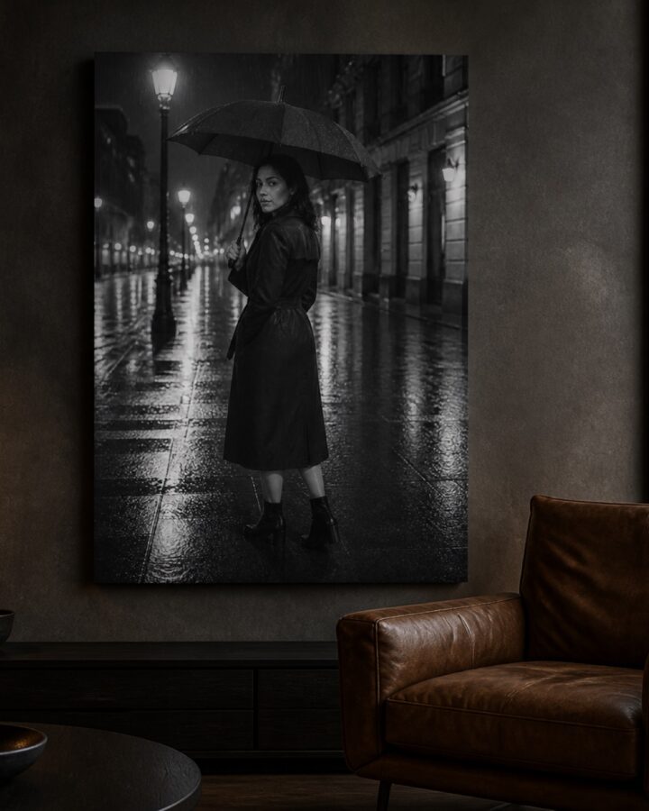Sateinen katu pysty canvas-taulu