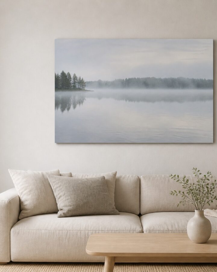 Usvainen jarvi canvas-taulu