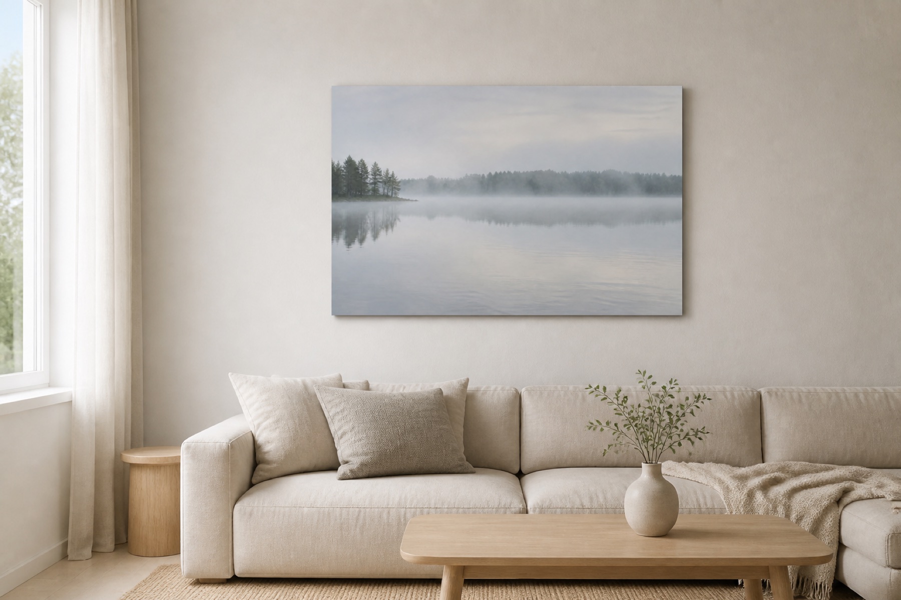 Usvainen jarvi canvas-taulu