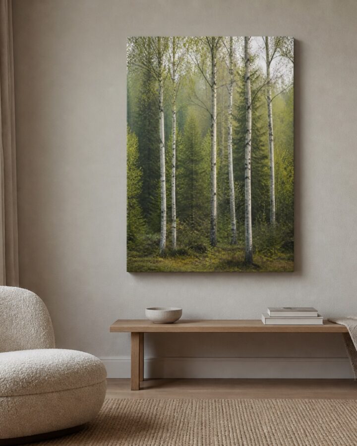 Koivujen valo canvas-taulu
