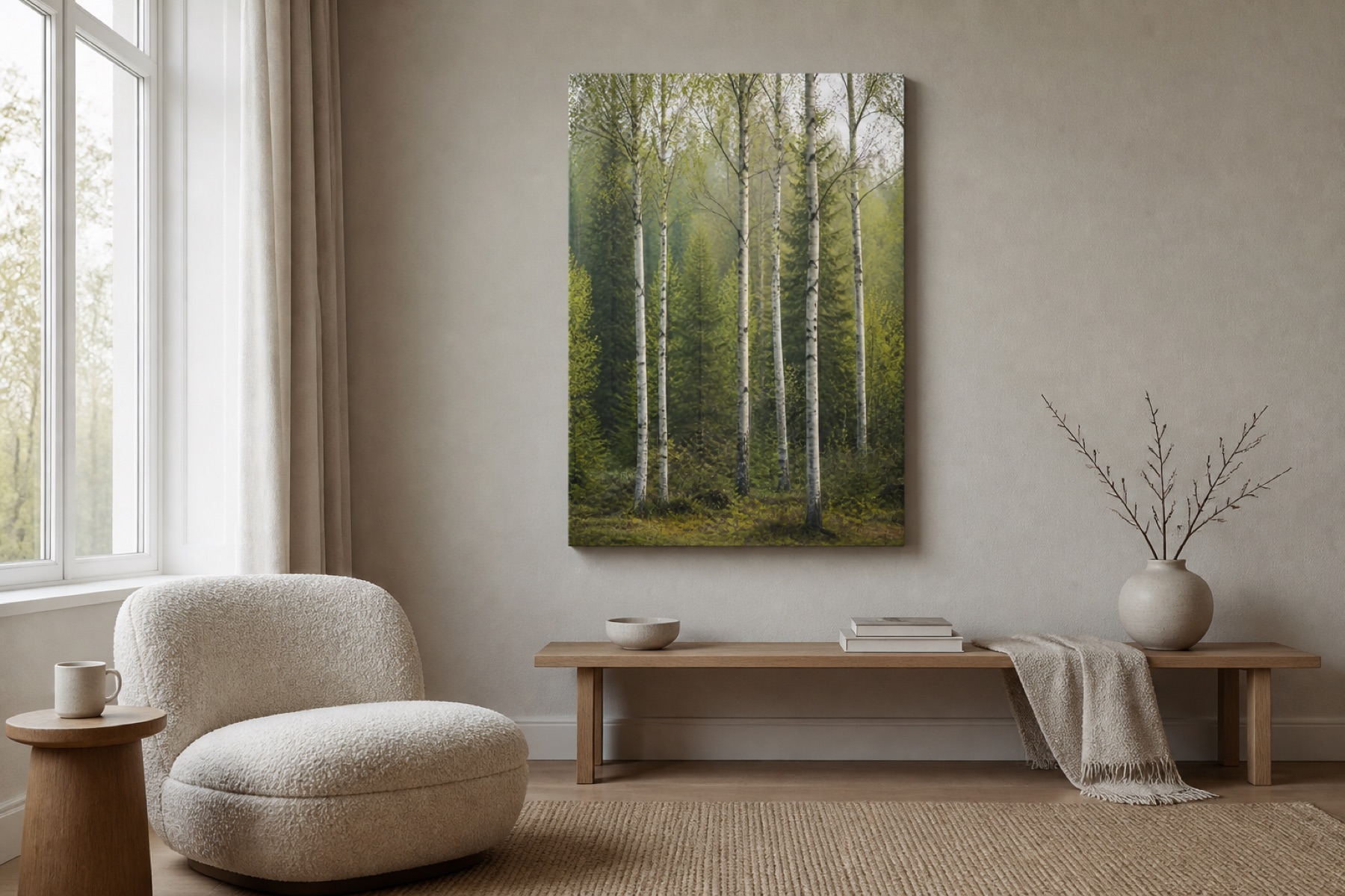 Koivujen valo canvas-taulu