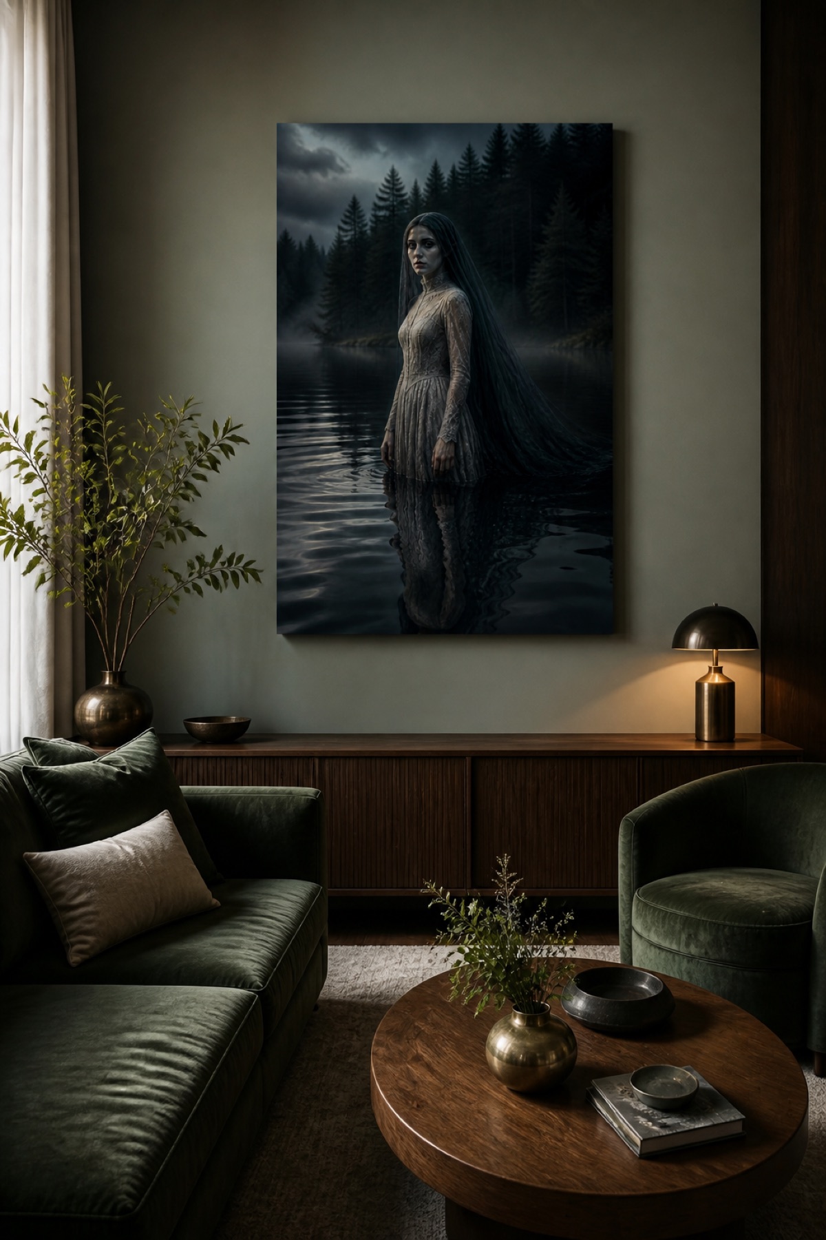 Mustan jarven morsian pysty canvas-taulu