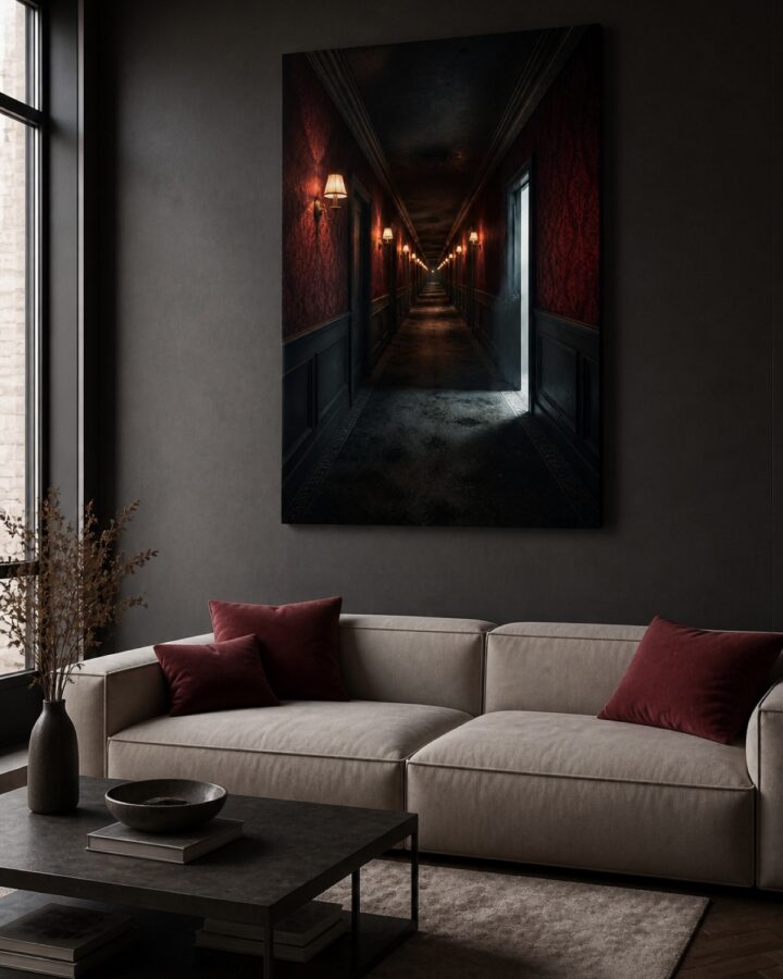 Punainen kaytava pysty canvas-taulu