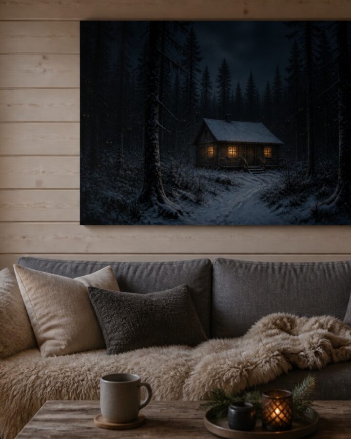 Mustan metsan mokki vaaka canvas-taulu
