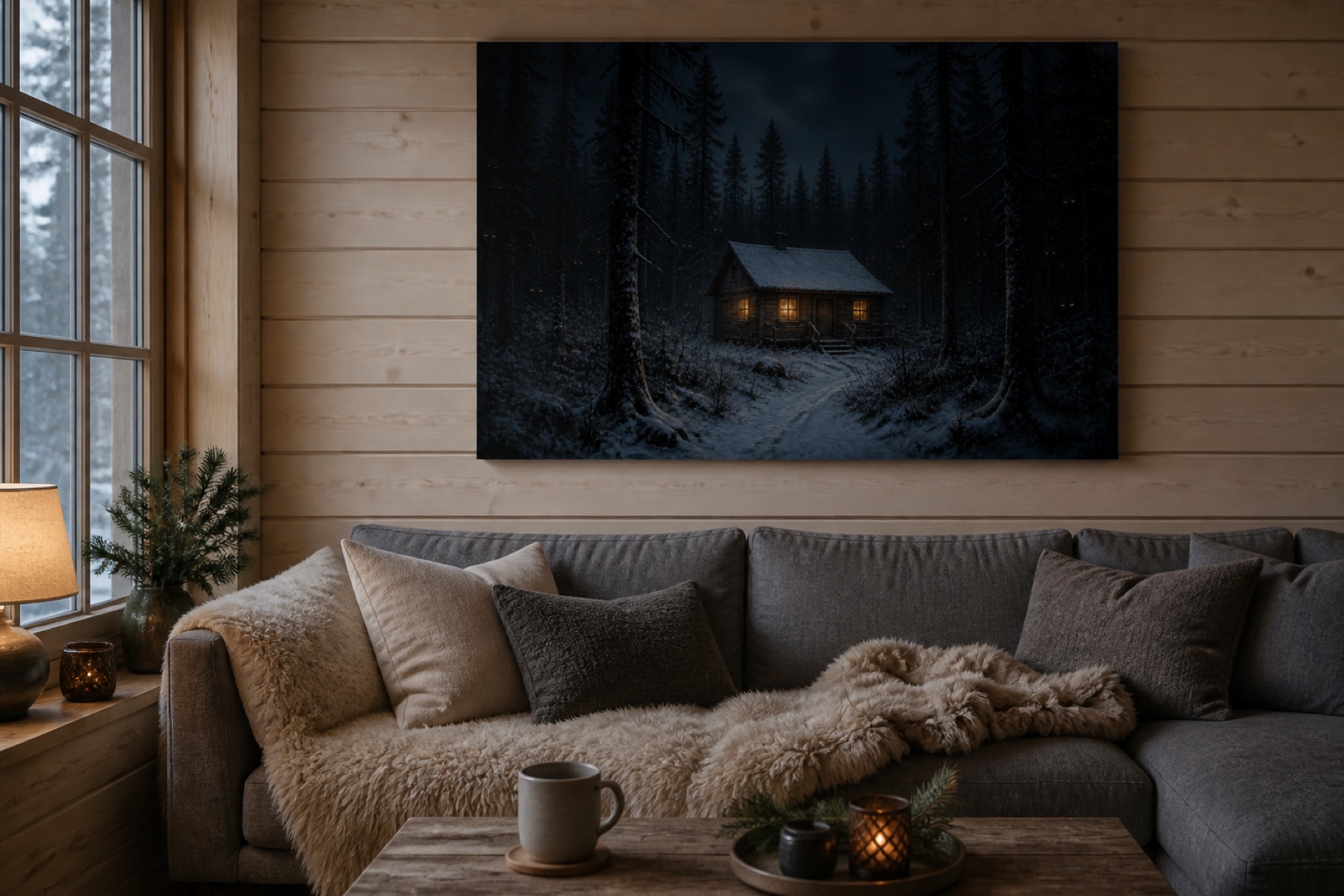 Mustan metsan mokki vaaka canvas-taulu