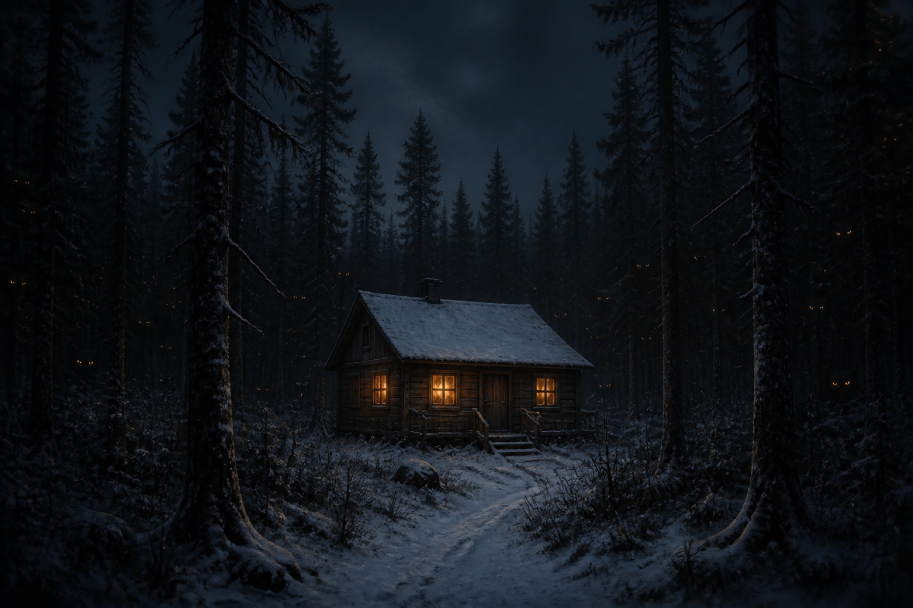 Mustan metsan mokki canvas-taulu