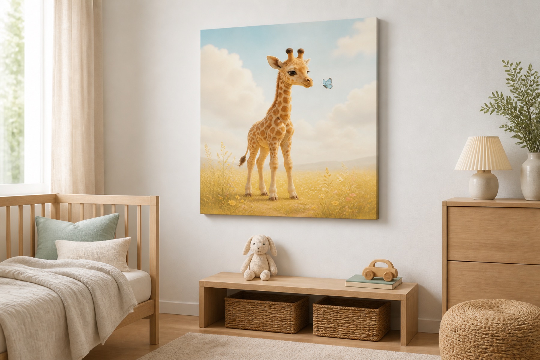 Pieni kirahvi ja perhonen canvas-taulu