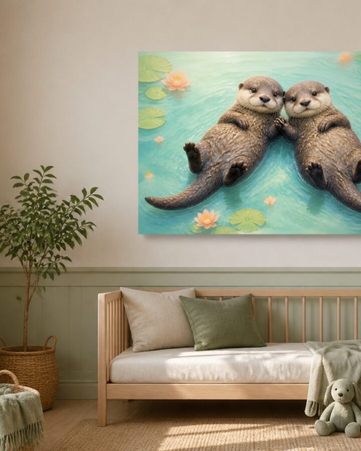 Saukkosisarukset lammella canvas-taulu
