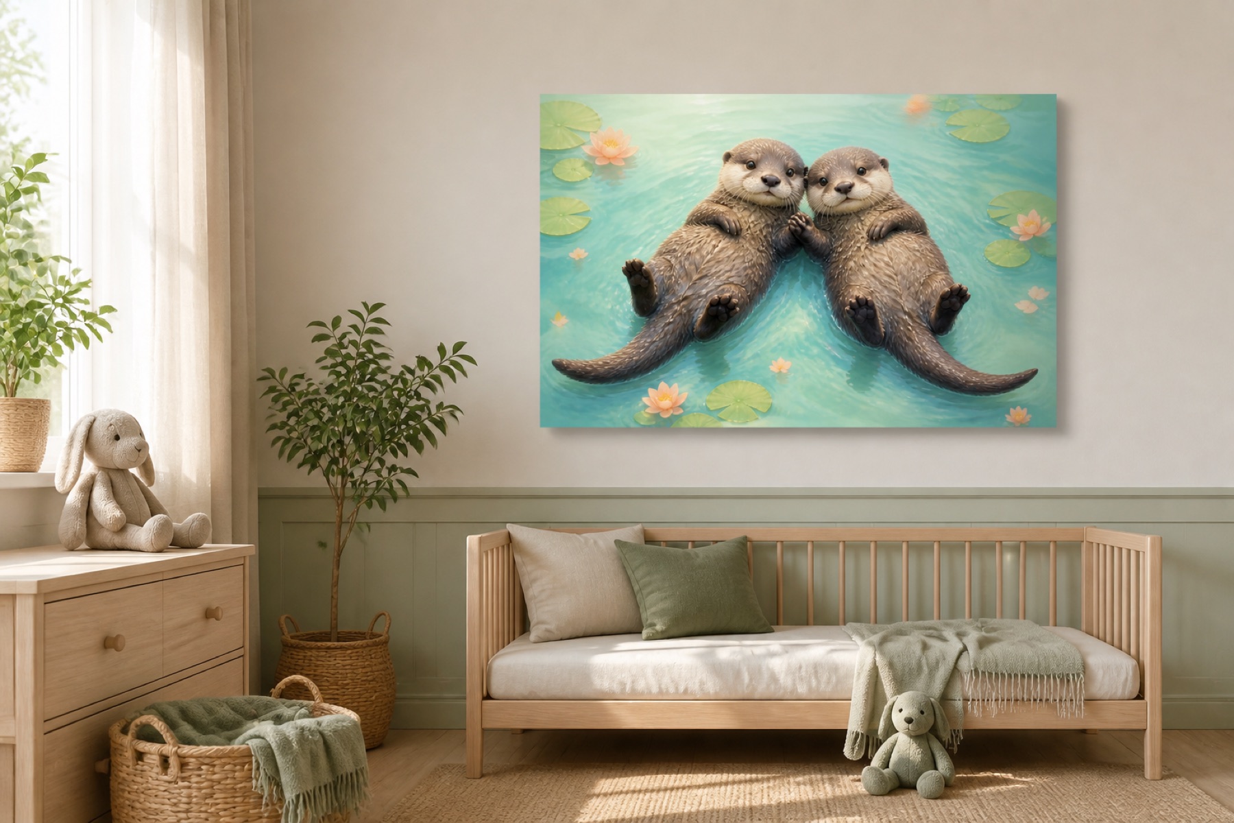 Saukkosisarukset lammella canvas-taulu