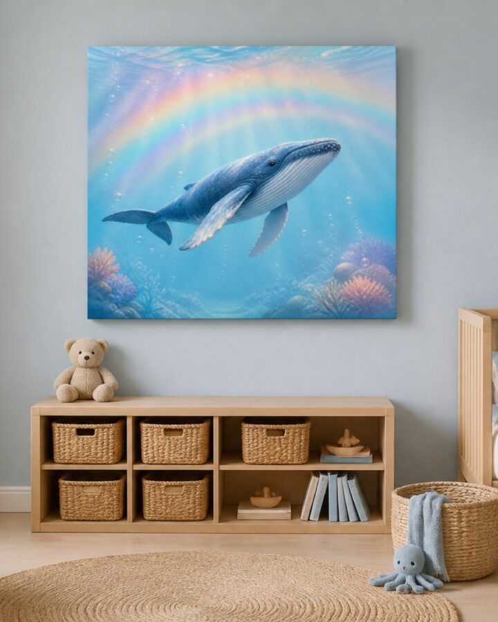 Sateenkaarivalas canvas-taulu