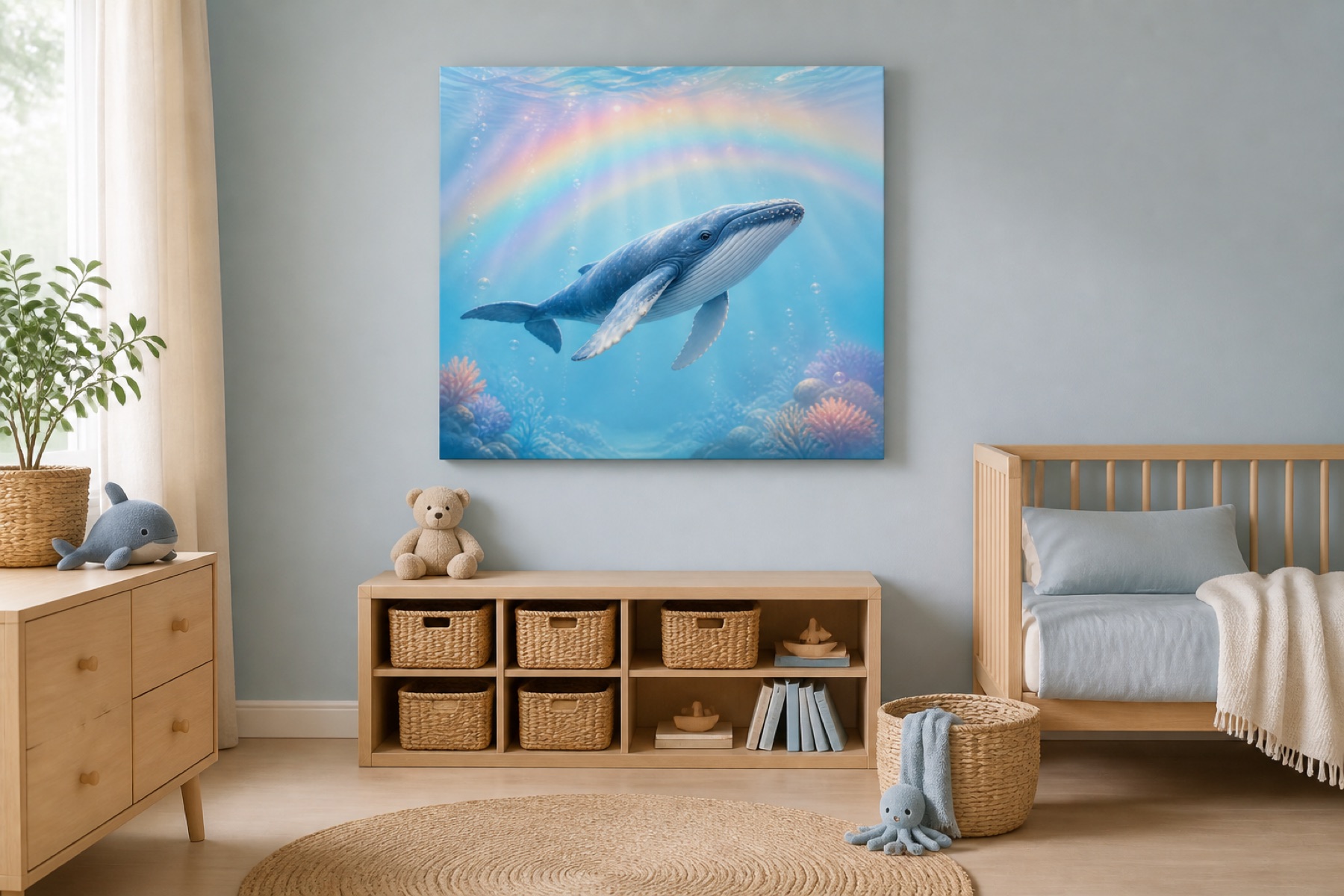 Sateenkaarivalas canvas-taulu