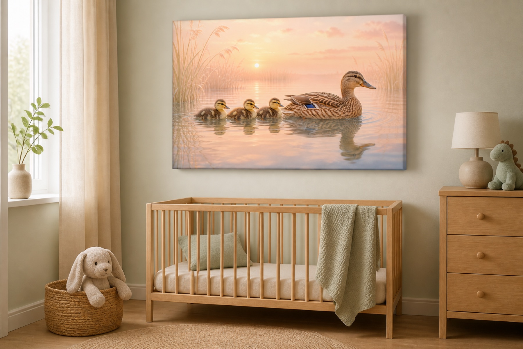 Ankkaperhe aamuretkella canvas-taulu