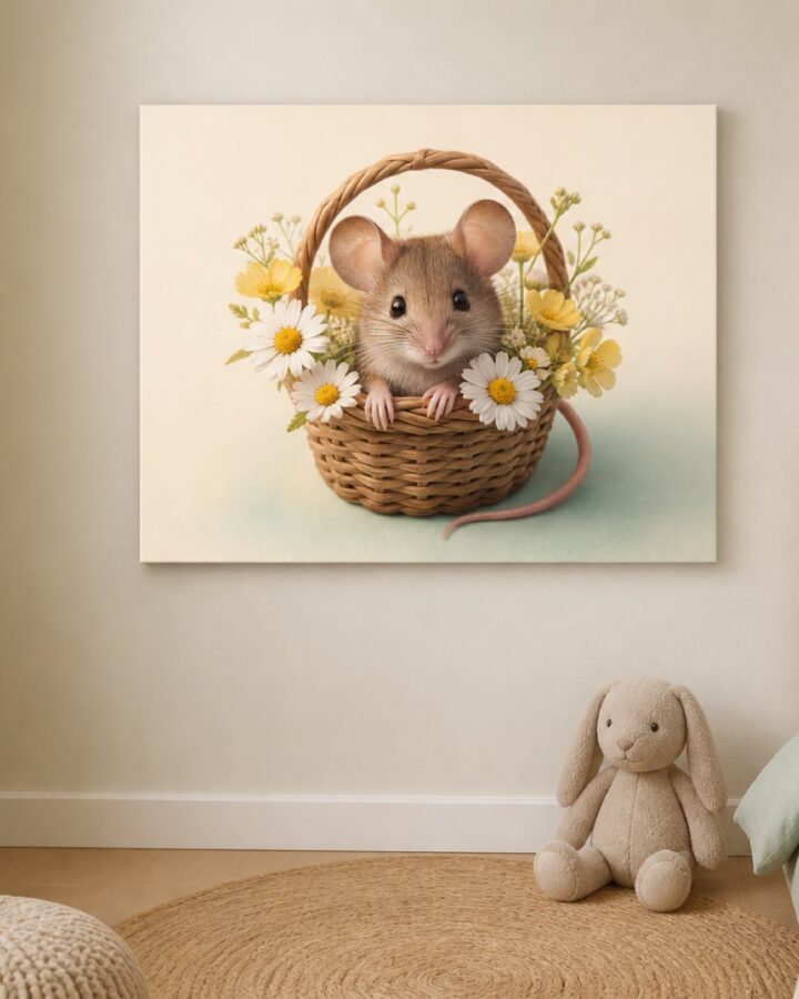 Pikkuhiiren kukkakori canvas-taulu