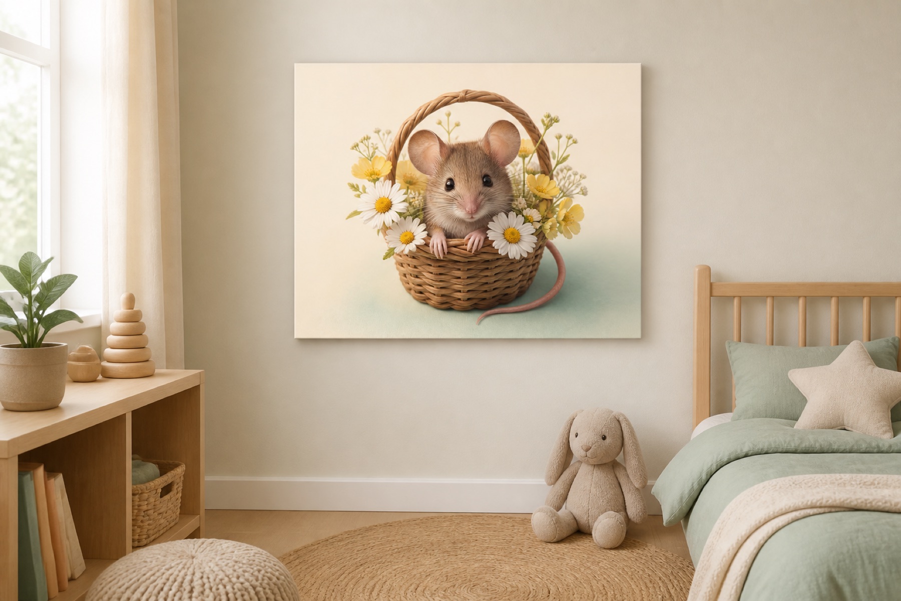 Pikkuhiiren kukkakori canvas-taulu