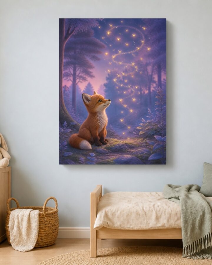 Kettu ja tulikarpasset canvas-taulu