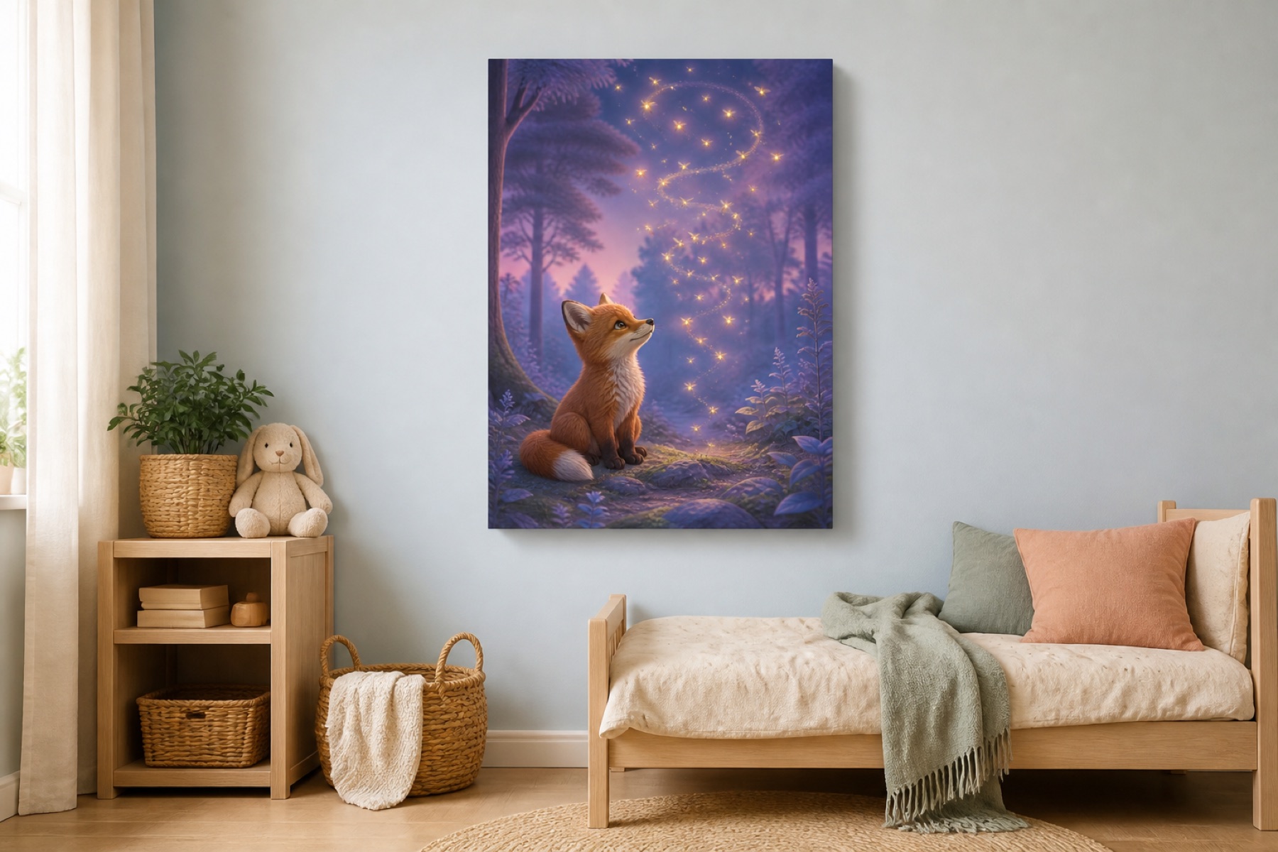 Kettu ja tulikarpasset canvas-taulu