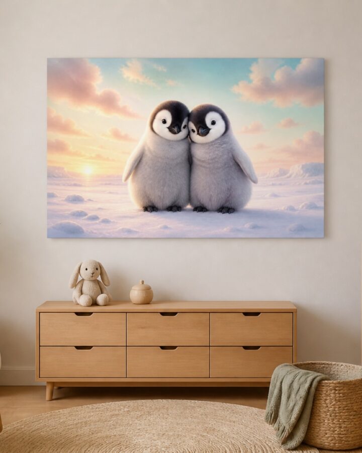 Pingviinien halaus canvas-taulu