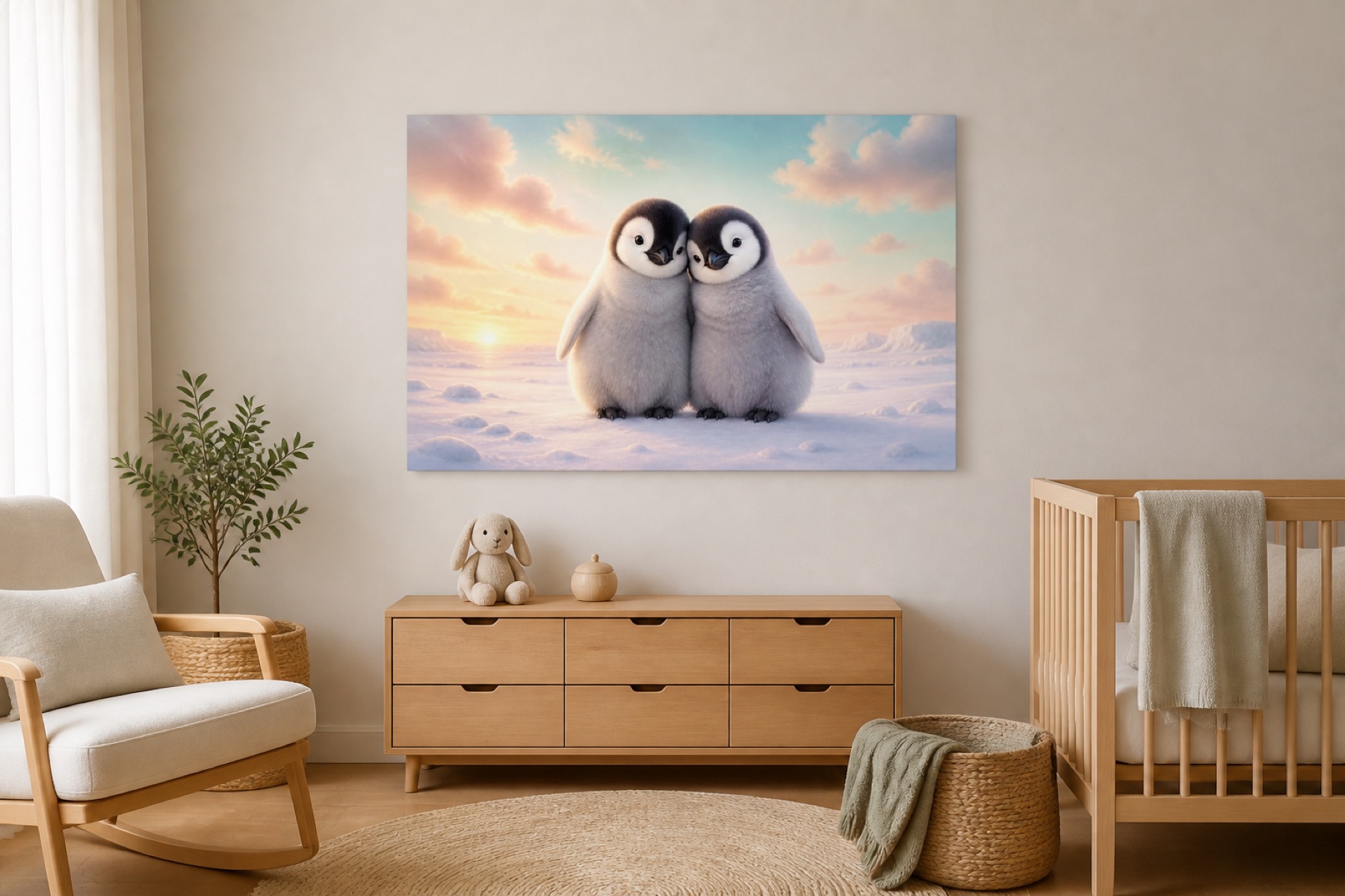 Pingviinien halaus canvas-taulu