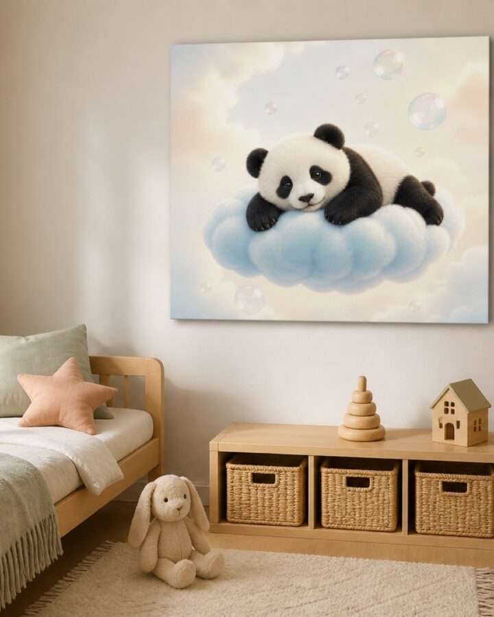 Panda kuplapilvessa canvas-taulu