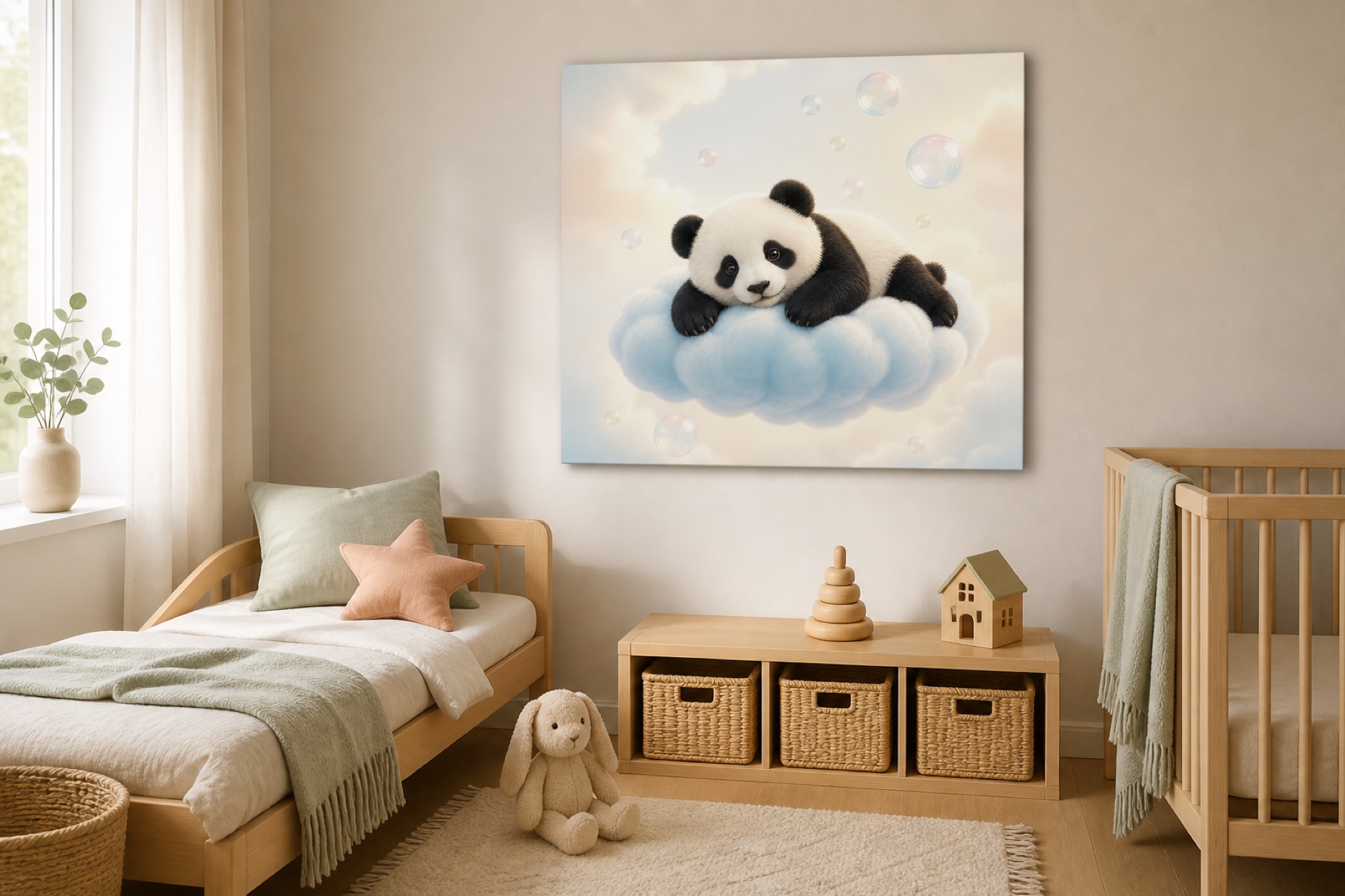 Panda kuplapilvessa canvas-taulu