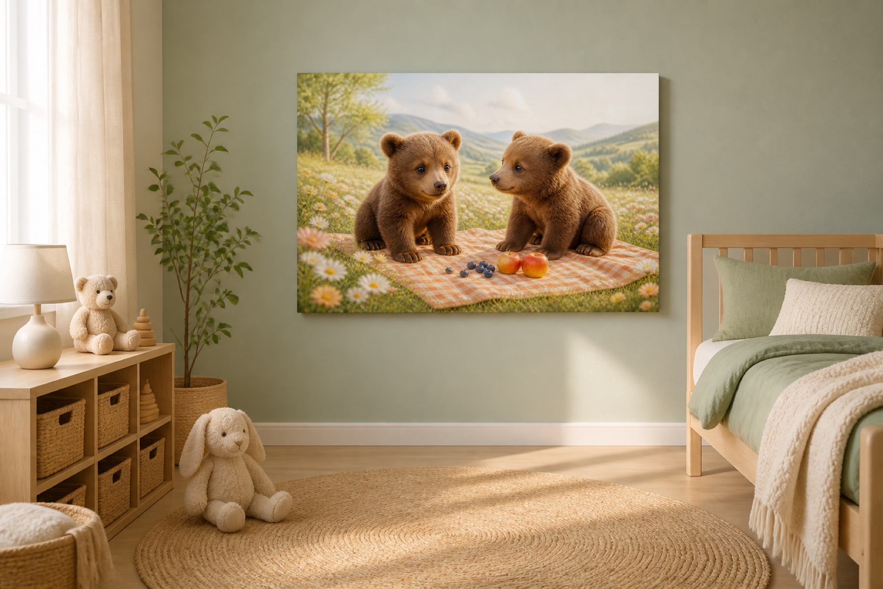 Karhunpennut piknikilla canvas-taulu