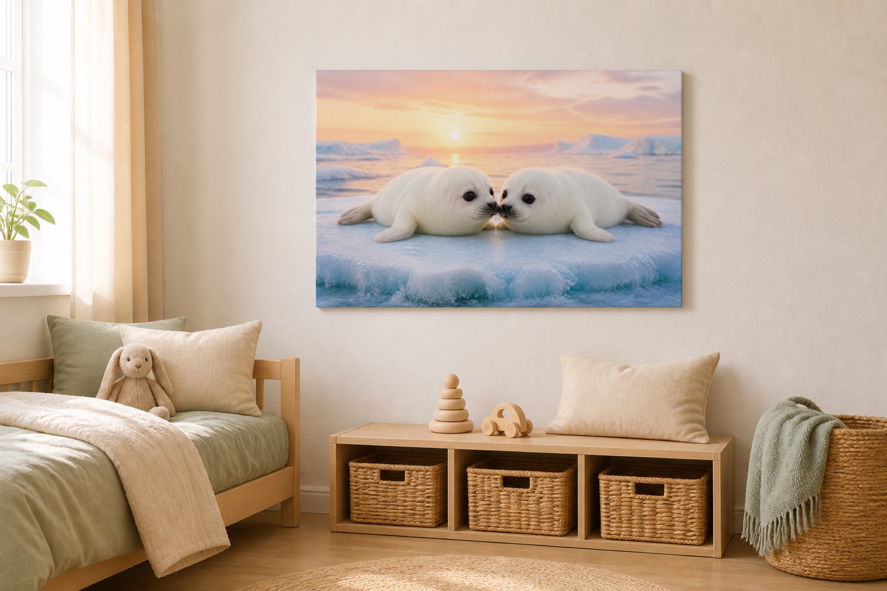 Hylkeenpoikaset jaalla canvas-taulu
