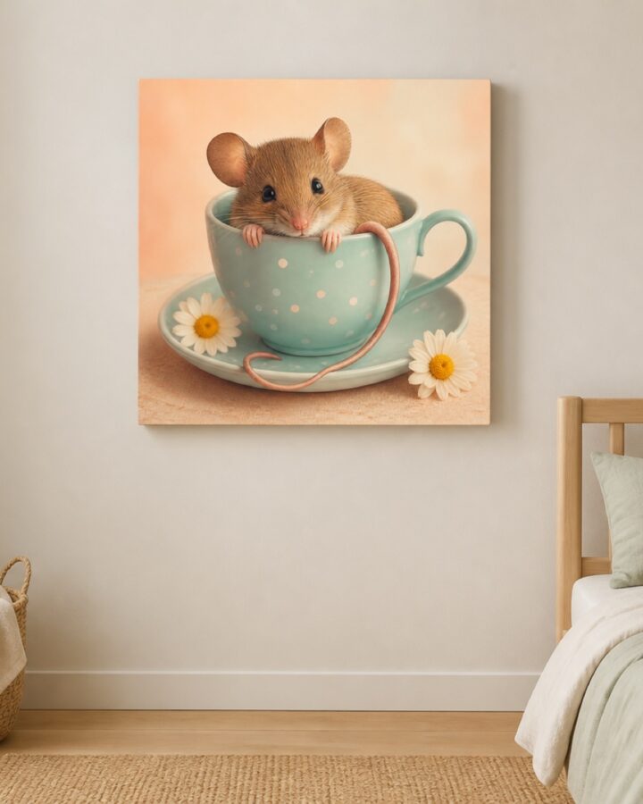 Hiirulainen teekupissa canvas-taulu