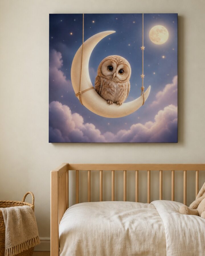 Pollo kuun keinussa canvas-taulu