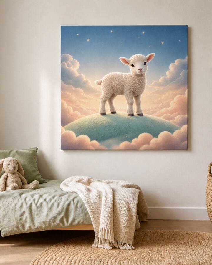 Lammas pilvien keskella canvas-taulu