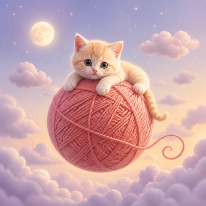 Kissa lankakeraplaneetalla canvas-taulu