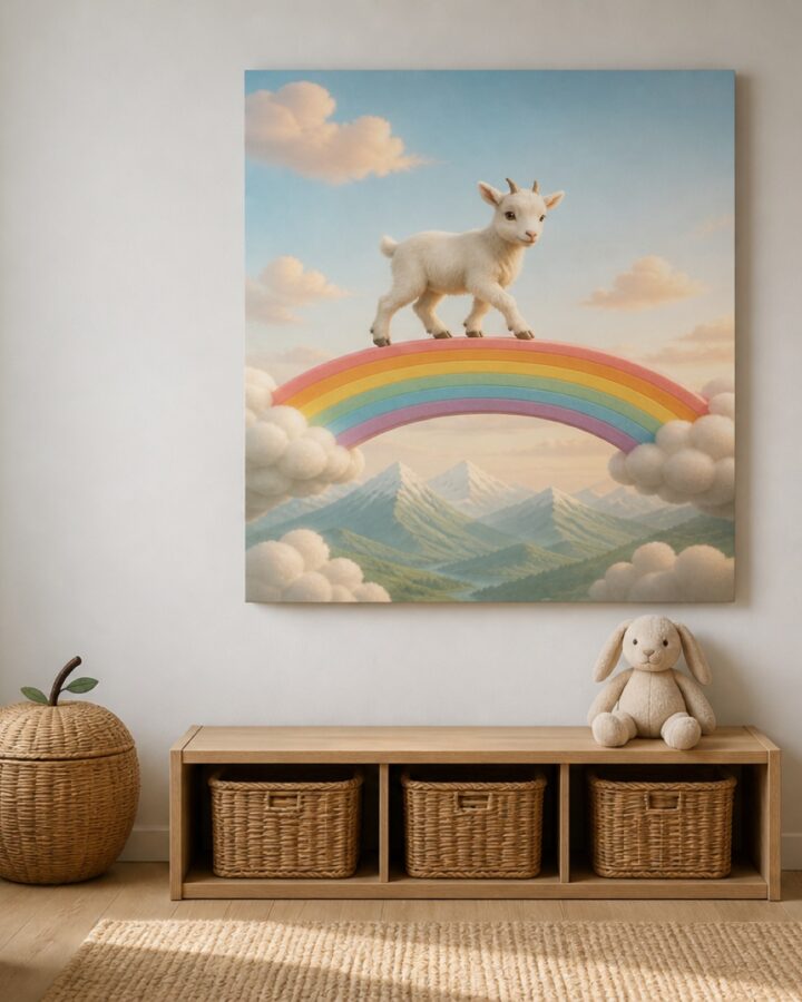 Vuohi sateenkaarisillalla canvas-taulu