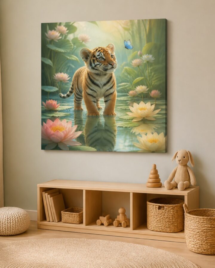 Tiikerinpentu vesililjoissa canvas-taulu