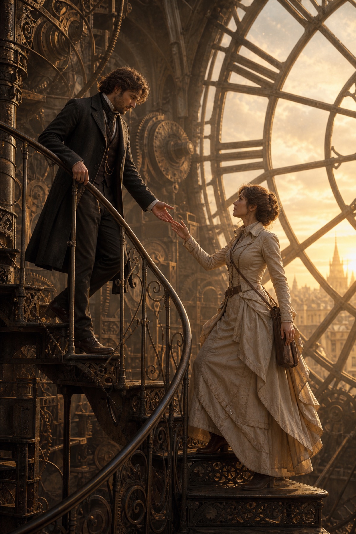 Clock tower stairs canvas-taulu