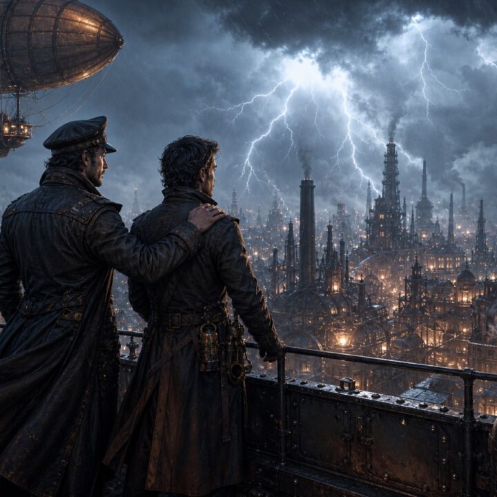Storm over iron city canvas-taulu