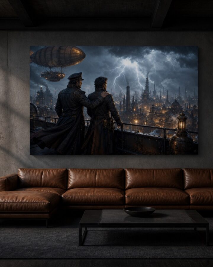 Storm over iron city vaaka canvas-taulu