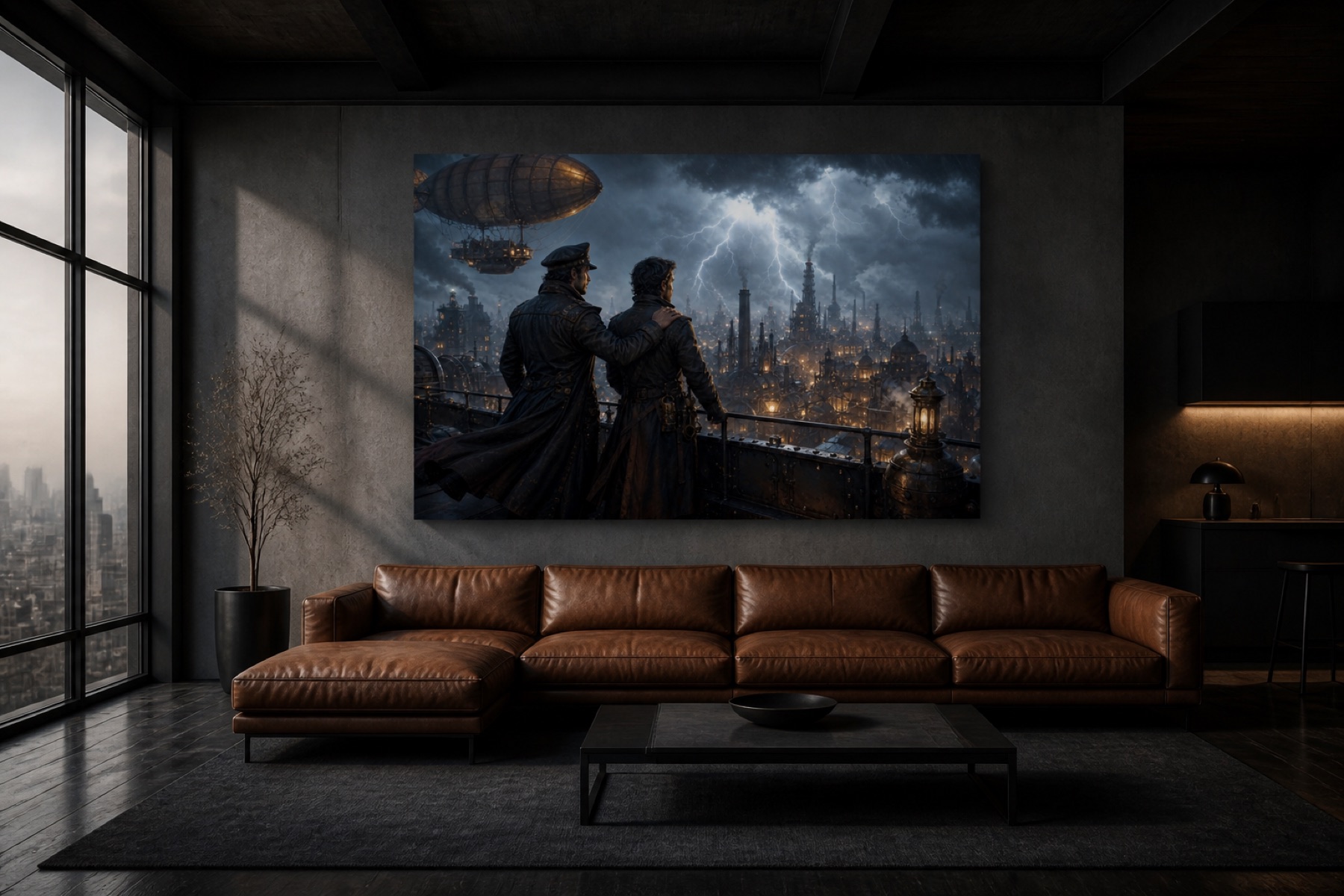 Storm over iron city vaaka canvas-taulu