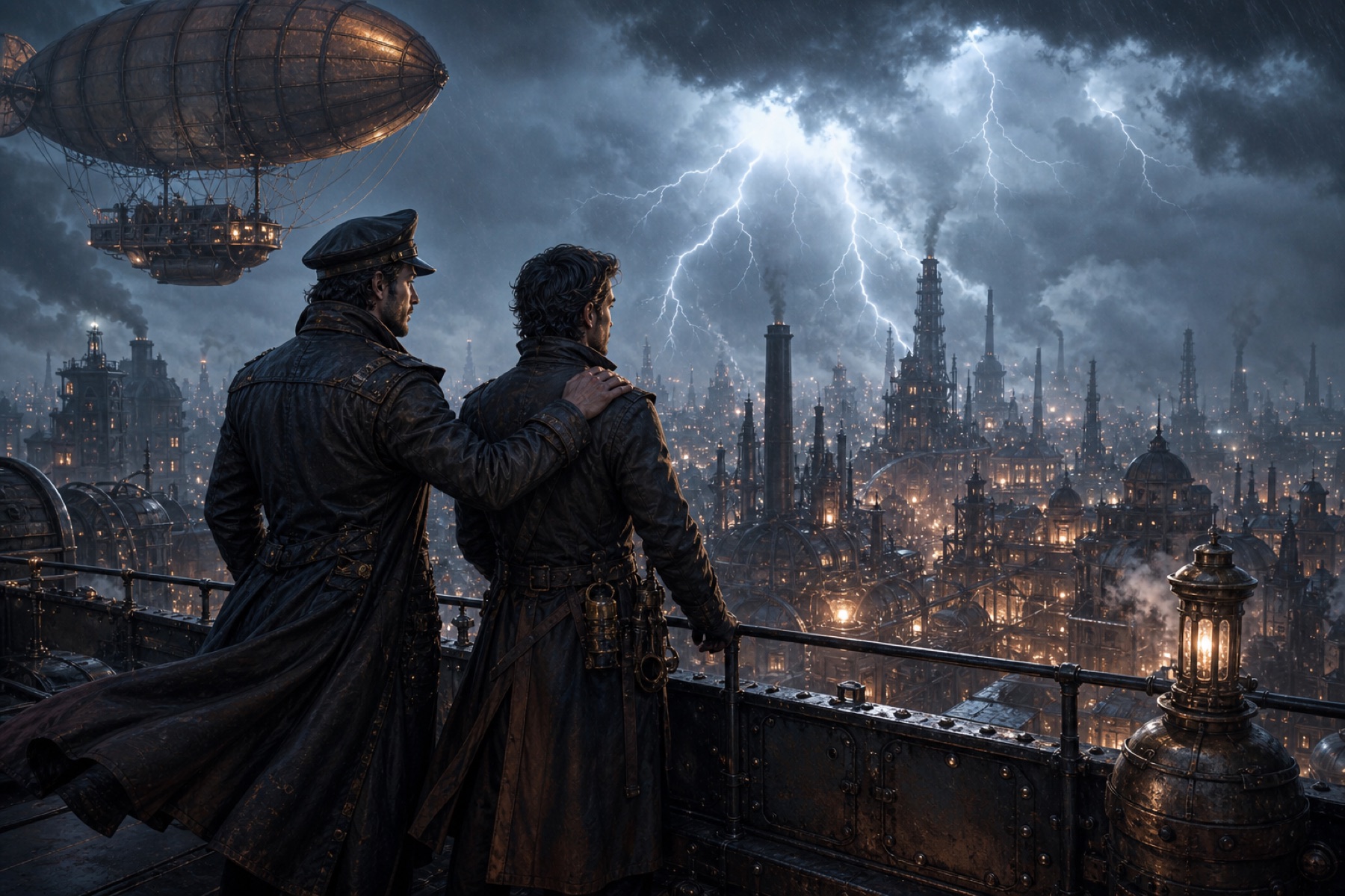 Storm over iron city canvas-taulu