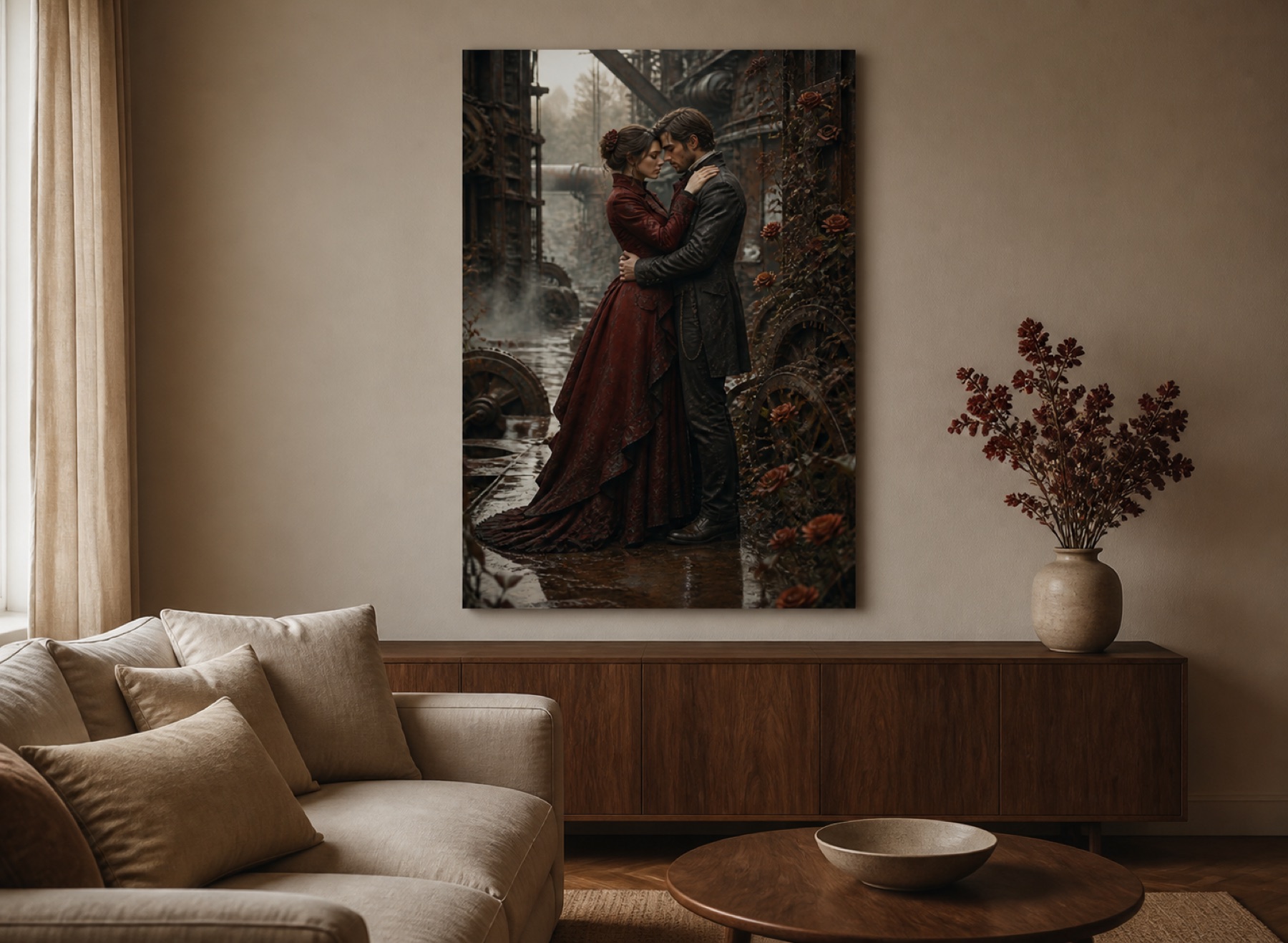Rust and roses pysty canvas-taulu