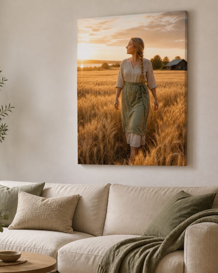 Kultainen aamu pysty canvas-taulu