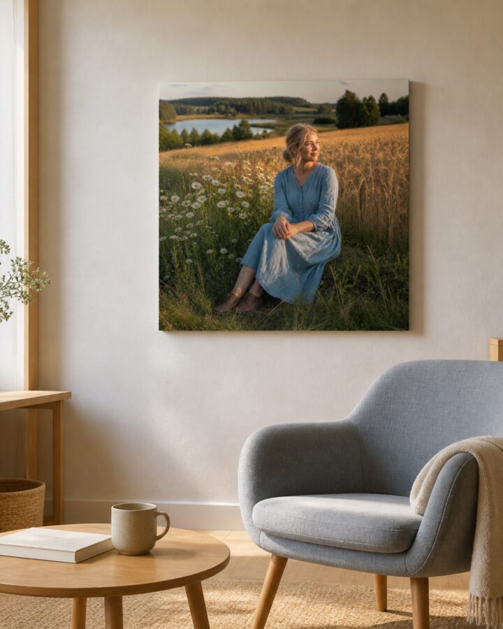Niityn reunalla nelio canvas-taulu