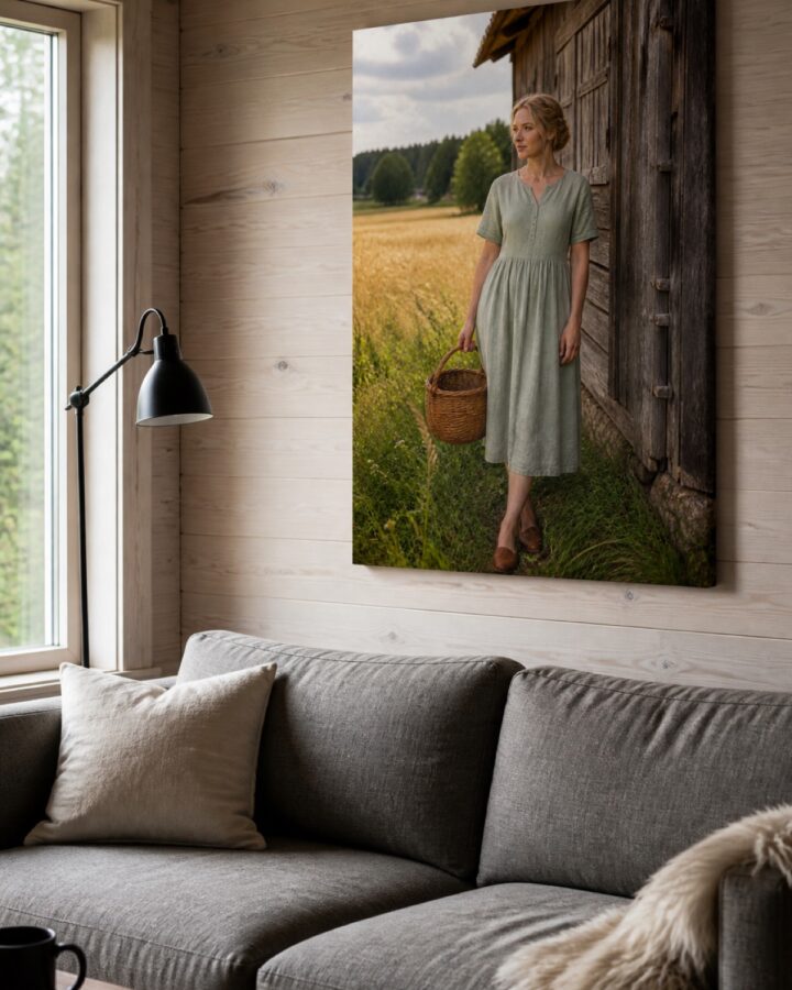 Vanhan ladon luona pysty canvas-taulu