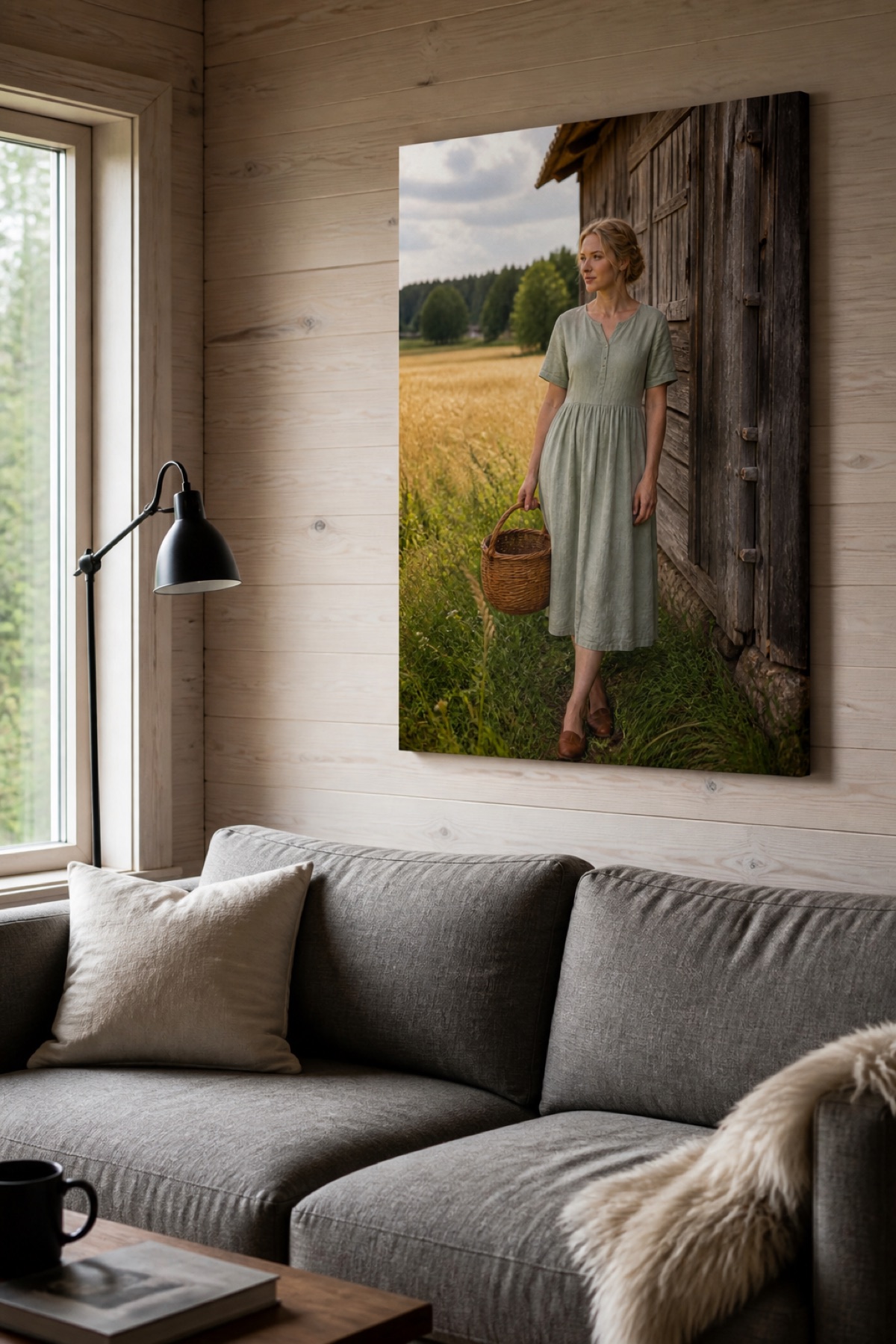 Vanhan ladon luona pysty canvas-taulu