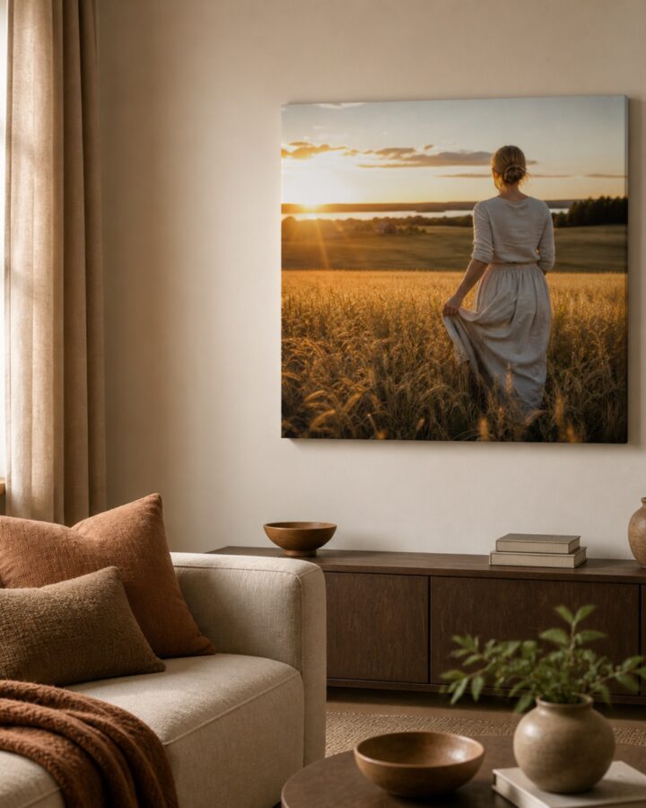 Kultainen ilta nelio canvas-taulu