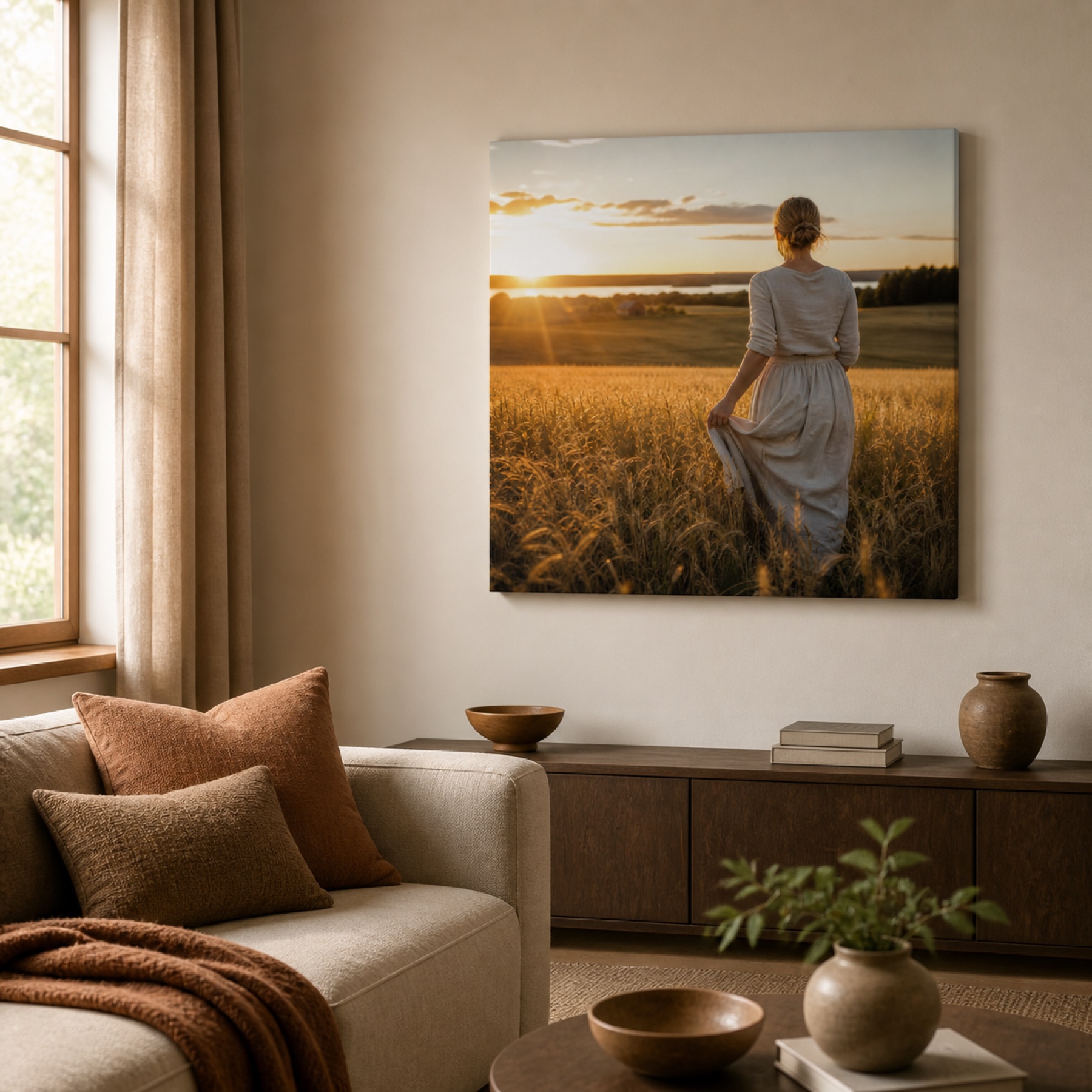 Kultainen ilta nelio canvas-taulu