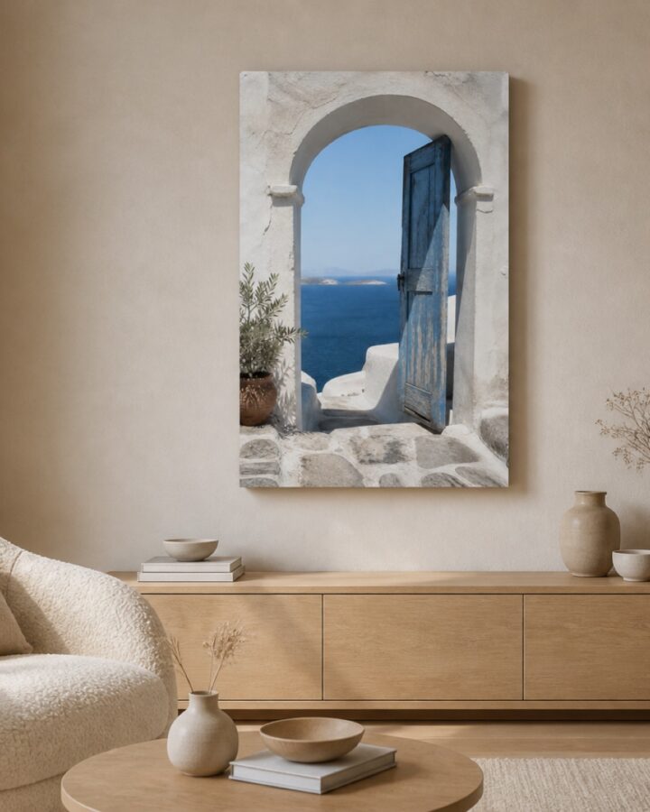 Santorinin valkoinen kaari pysty canvas-taulu