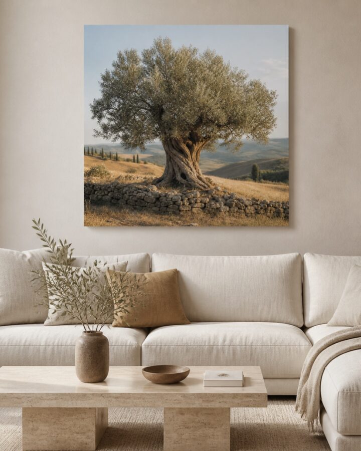 Toscanan vanha oliivipuu nelio canvas-taulu