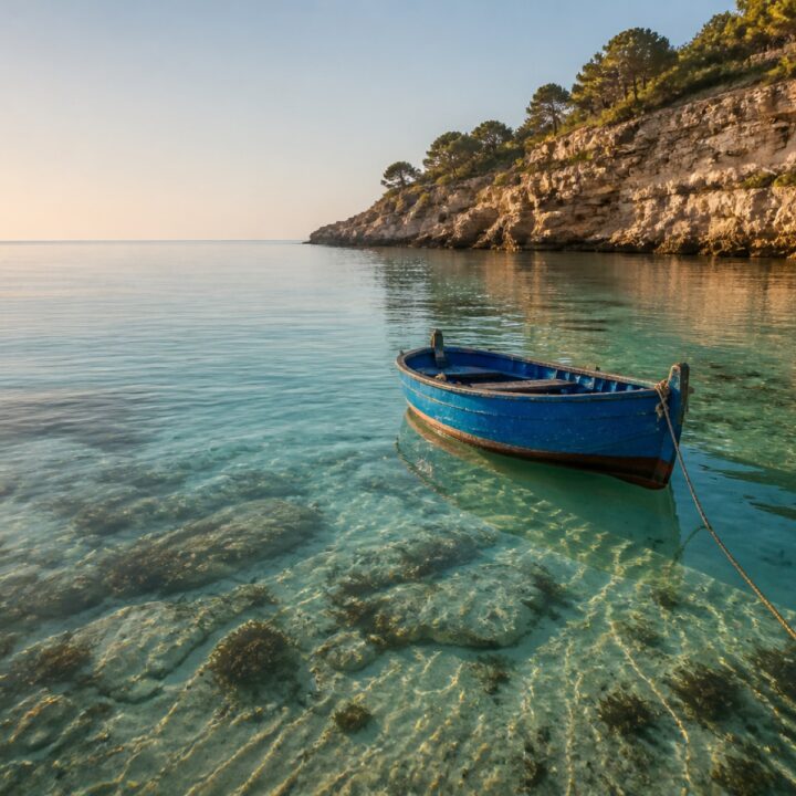 Mallorcan sininen vene canvas-taulu