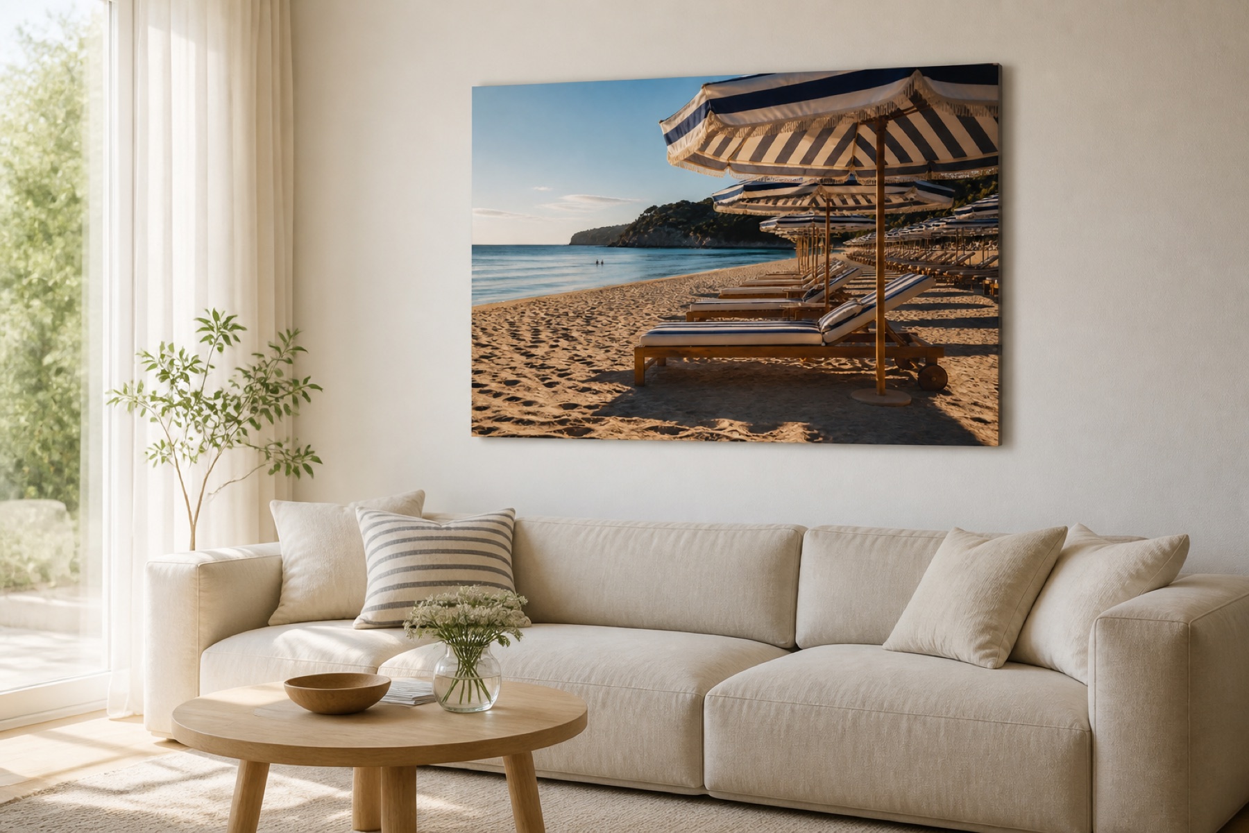 Rivieran raidalliset varjot vaaka canvas-taulu