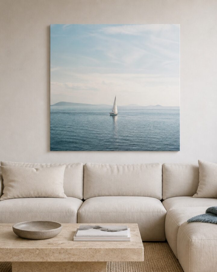 Adrianmeren valkoinen purje nelio canvas-taulu
