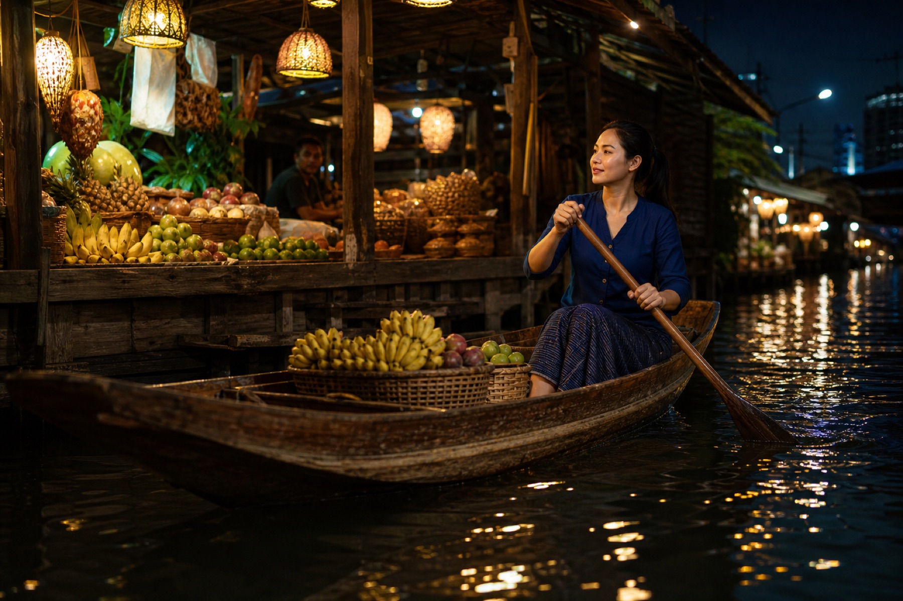 Bangkokin vesimarkkinat canvas-taulu